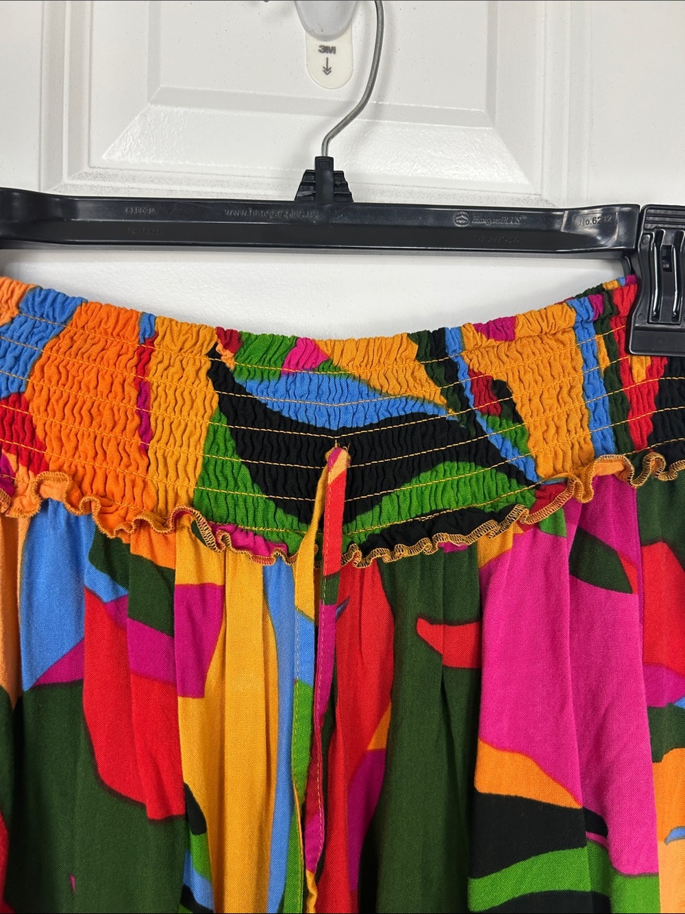 Vibrant Multicolor Printed Pants with Smocked Waist by True Destinations Medium - Picture 4 of 7